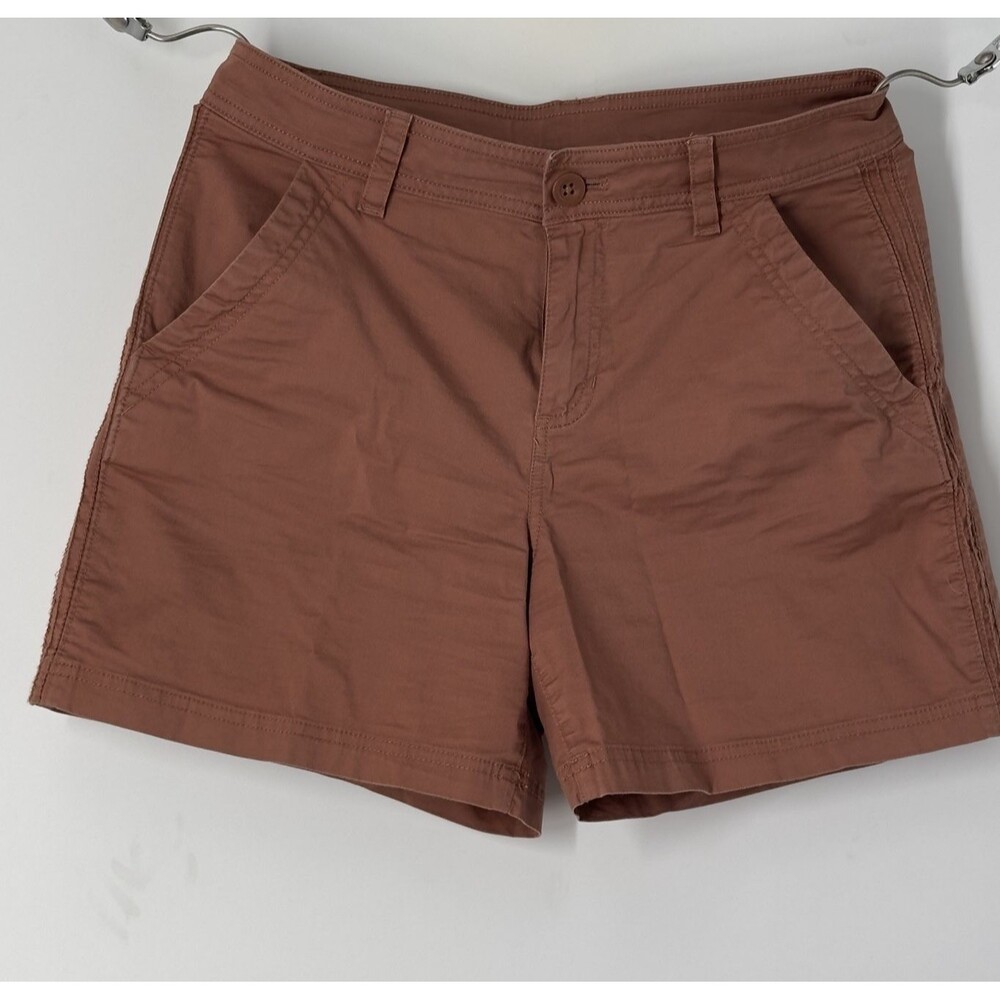 Eddie‎ Bauer Womens Chino Shorts Terracotta Orange Cotton Stretch Outdoor 4